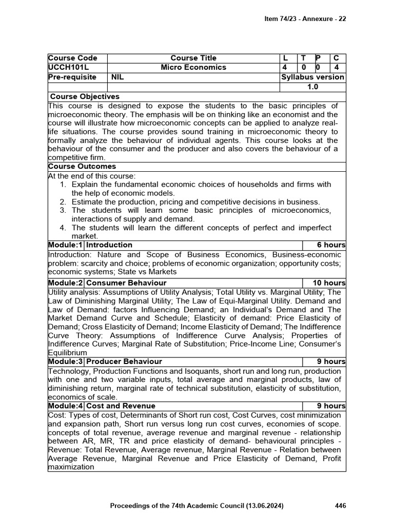 Microeconomics Course Syllabus Overview | PDF | Monopoly | Profit ...