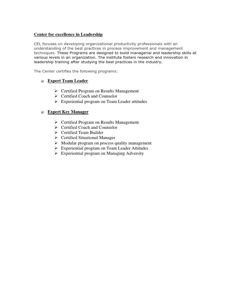 Leadership Training and Certification Programs | PDF