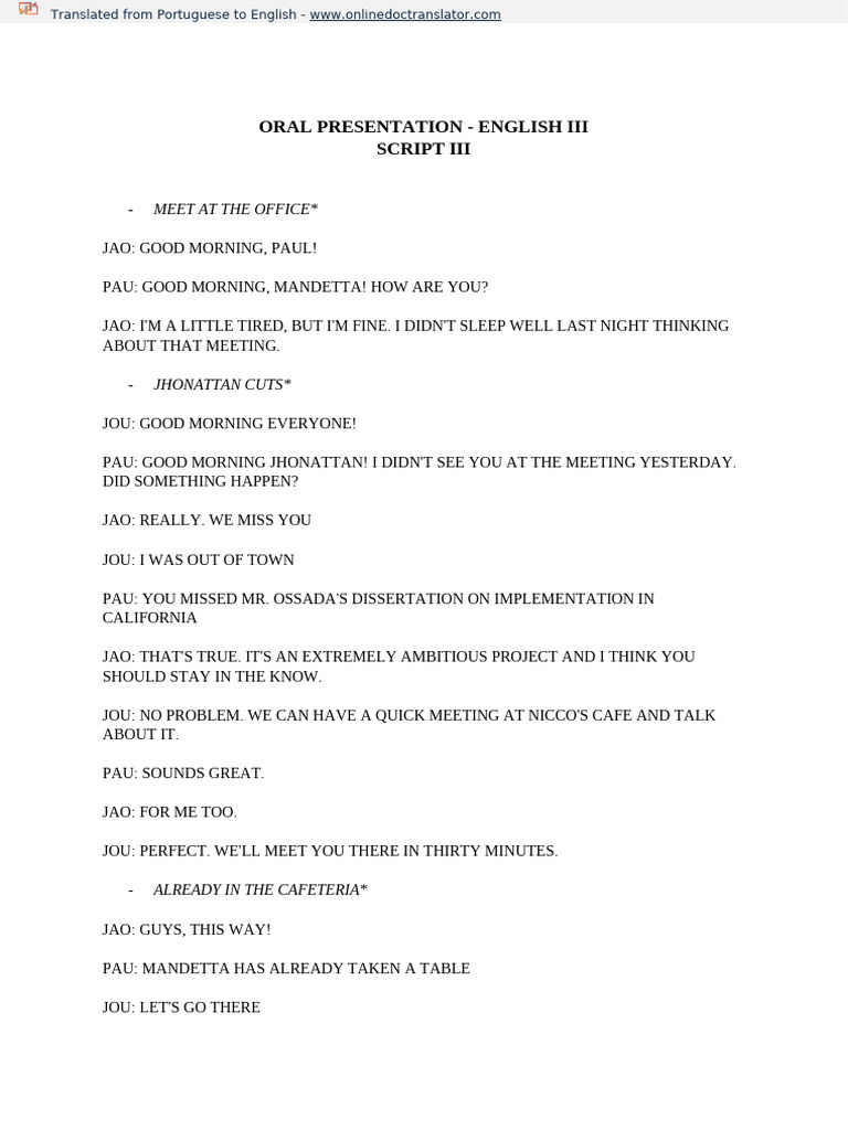 English III Oral Presentation Script | PDF