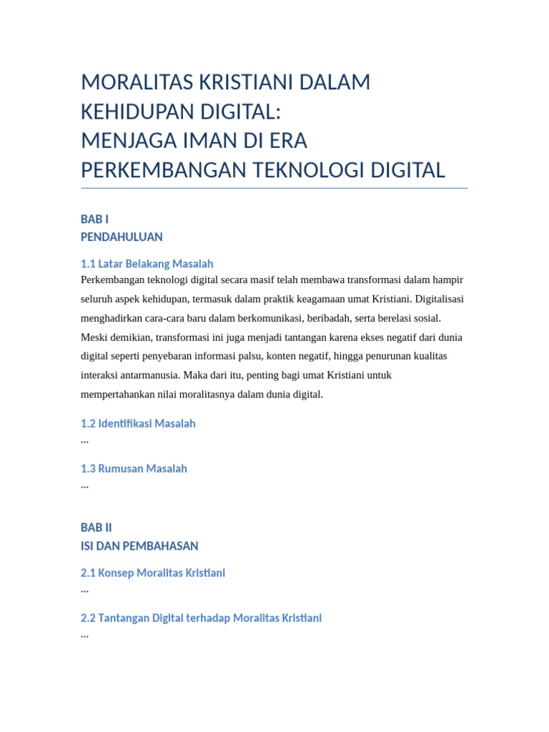 Moralitas Kristiani di Era Digital | PDF