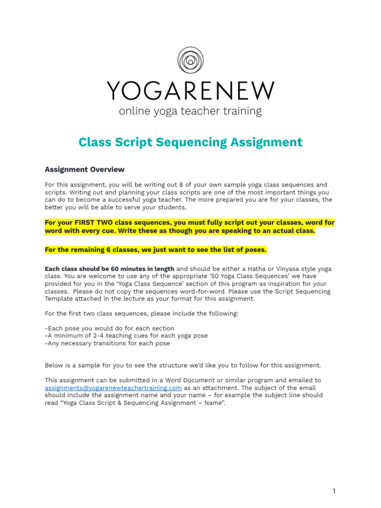 Example - Sequencing Assignment | PDF | Hatha Yoga | Yoga, image size:768x1024