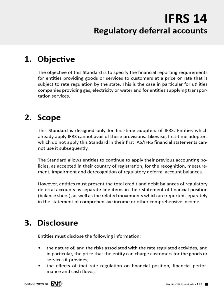 IFRS 14: Regulatory Deferral Accounts | PDF