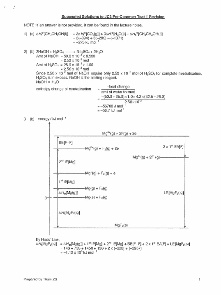 JC2 Pre Common Test Rev Soln | PDF
