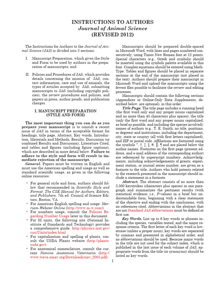 JAS Author Guidelines and Citation Format | PDF | Note (Typography ...