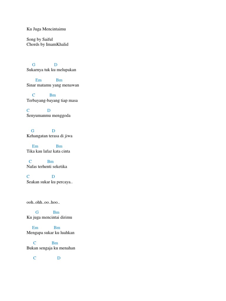 Ku Juga Mencintaimu Dirimu In G Key Pdf