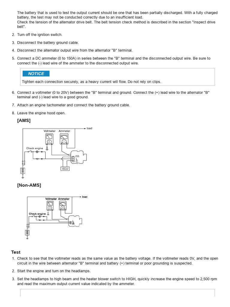 Alternator Testing Procedure for Kia Picanto | PDF
