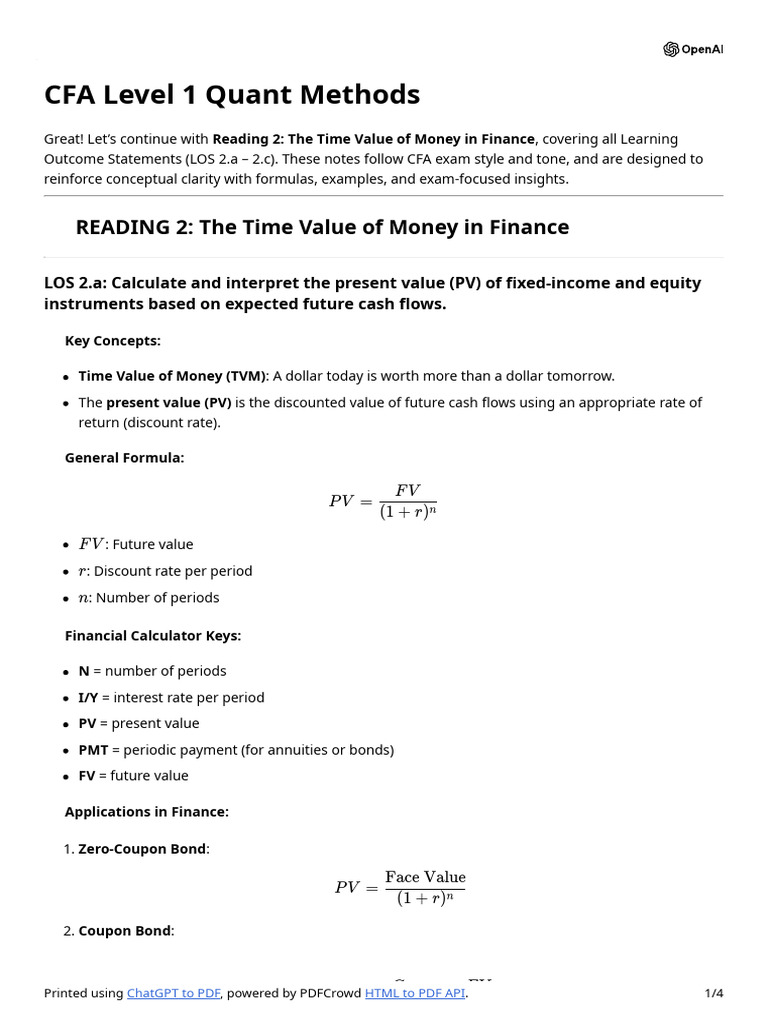 Cash Flow Additivity in Valuation | PDF | Time Value Of Money | Present ...