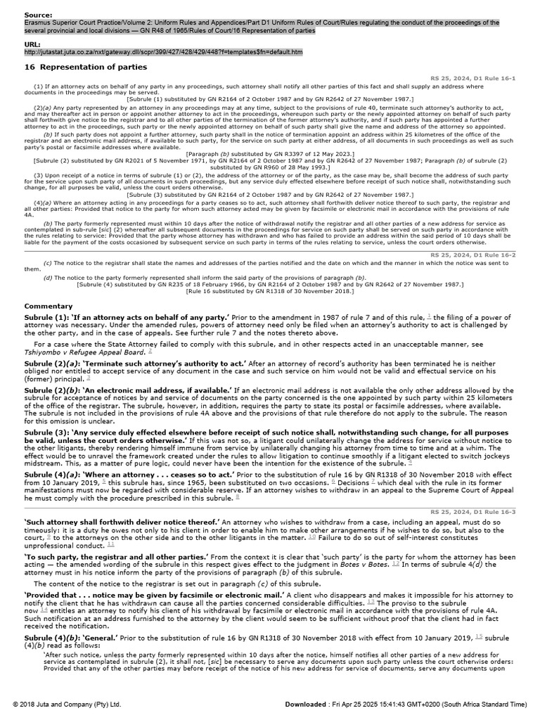 Rules for Representation of Parties | PDF | Lawsuit | Justice