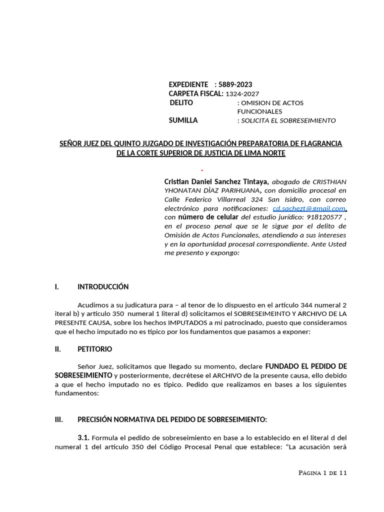 Solicitud de Sobreseimiento por Omisión Funcional | PDF | Fiscal ...