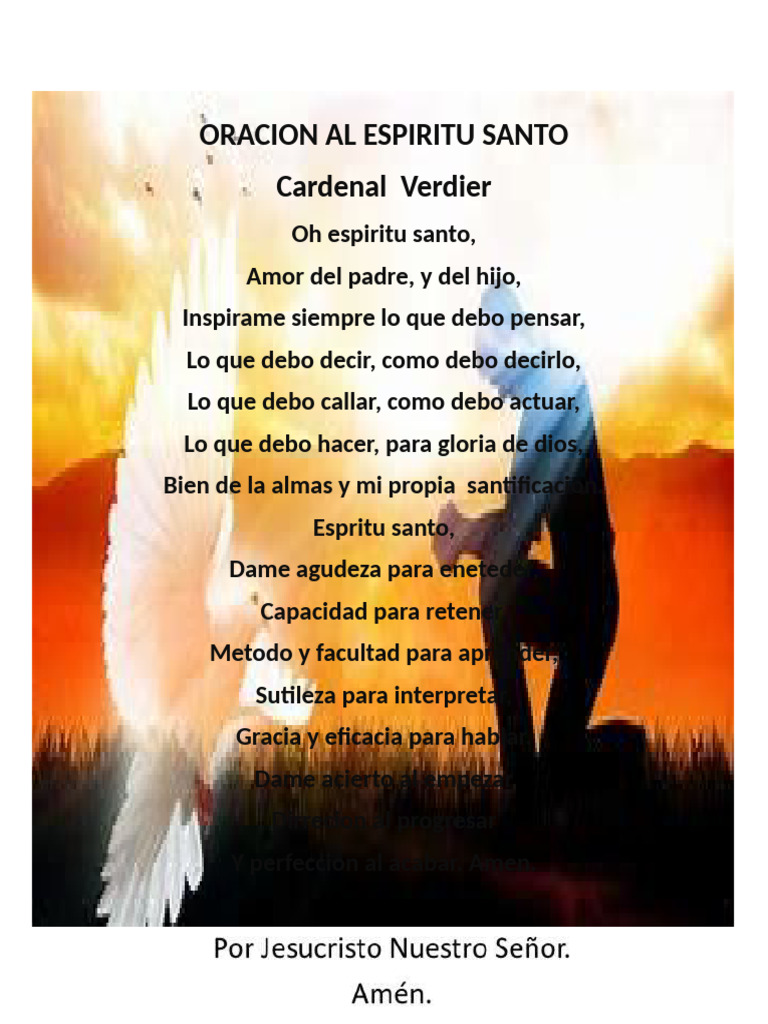 Oración al Espíritu Santo de Cardenal Verdier | PDF