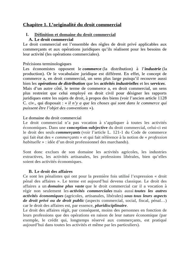 Sources du droit commercial | PDF | Droit des sociétés | Commerce