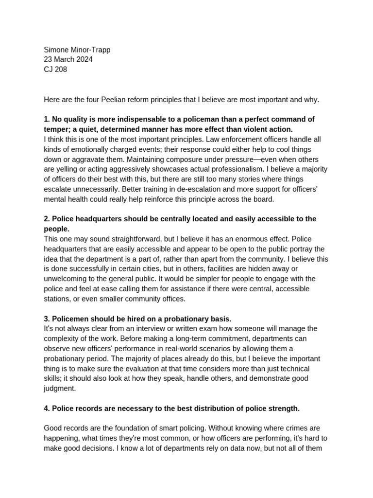 Key Peelian Principles for Policing | PDF | Police
