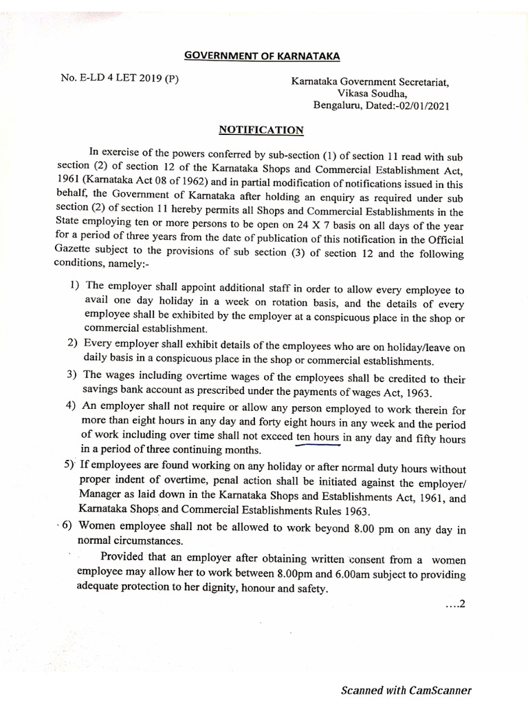 Karnataka Shops and Establishment Permitted To Remain Open 24x7 Days ...