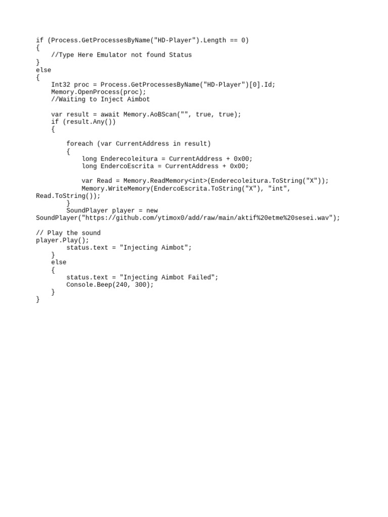 Aimbot Injection Process for HD-Player | PDF
