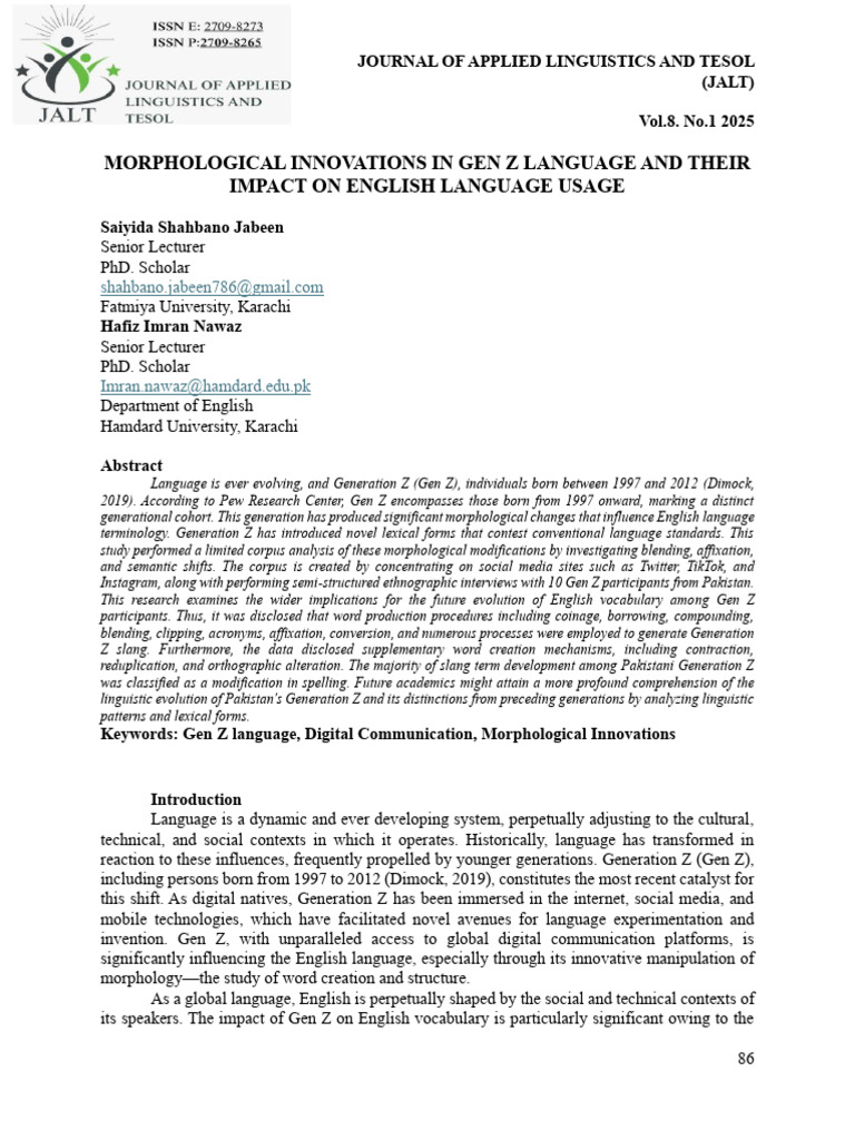 Gen Z Language Innovations in English | PDF | Linguistics | Morphology ...