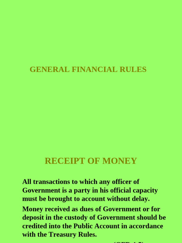 General Financial Rules | PDF | Banks | Audit