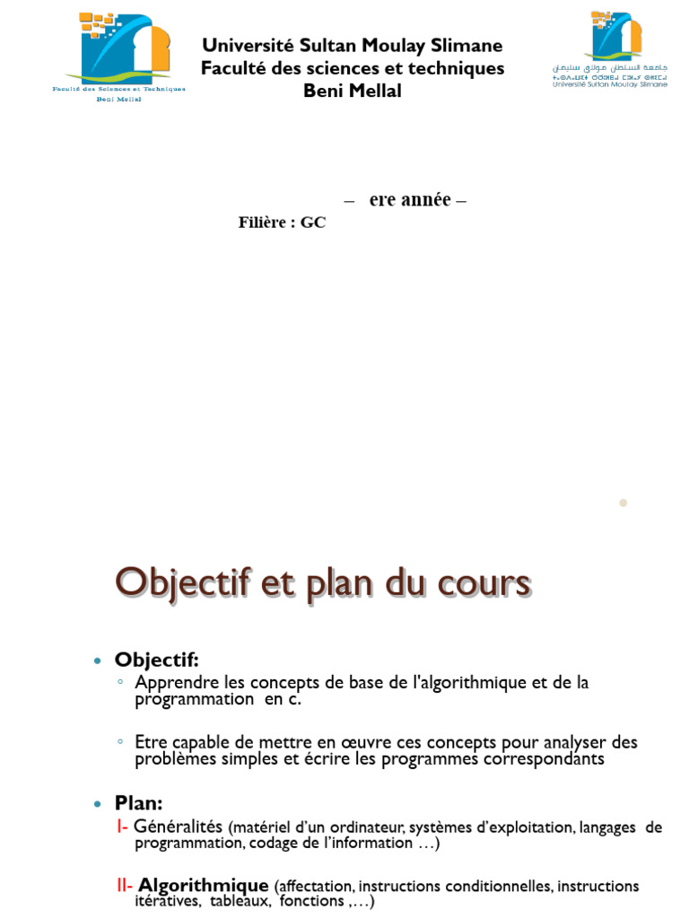 Introduction à l'Algorithmique et C | PDF | Langage de programmation ...