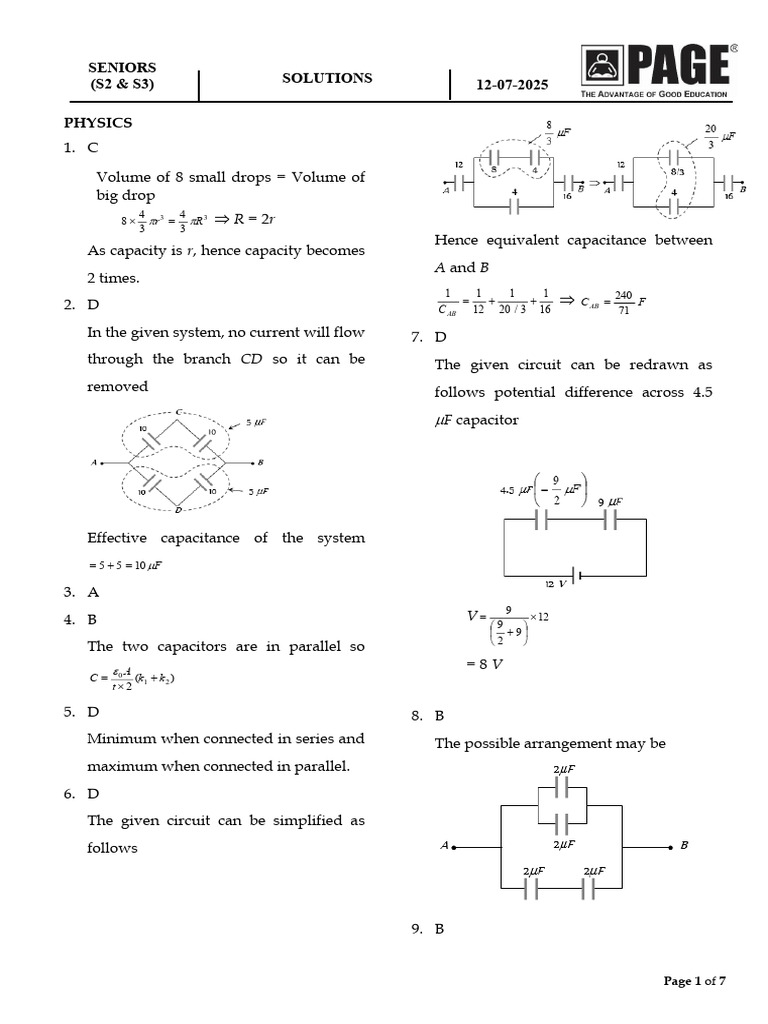 Physics and Math Solutions Guide | PDF | Series And Parallel Circuits ...