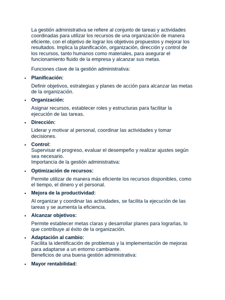 Claves de la Gestión Administrativa Eficiente | PDF | Planificación ...