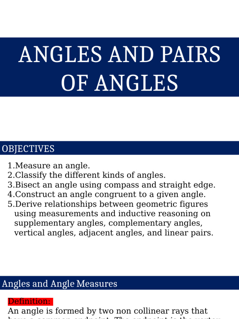Angles and Angle Measure | PDF | Angle | Line (Geometry)