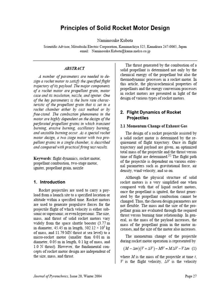 Solid Rocket Motor Design Principles | PDF | Rocket Propellant | Rocket ...