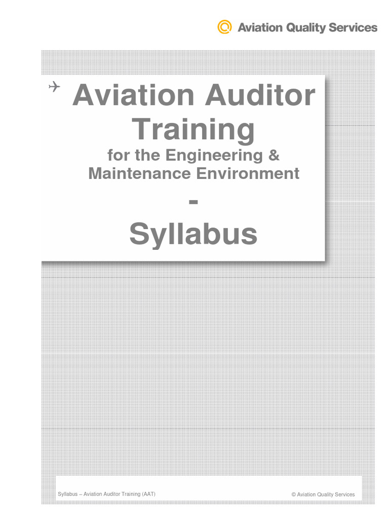 Aviation Auditor Training Syllabus | PDF | Audit | Quality Management