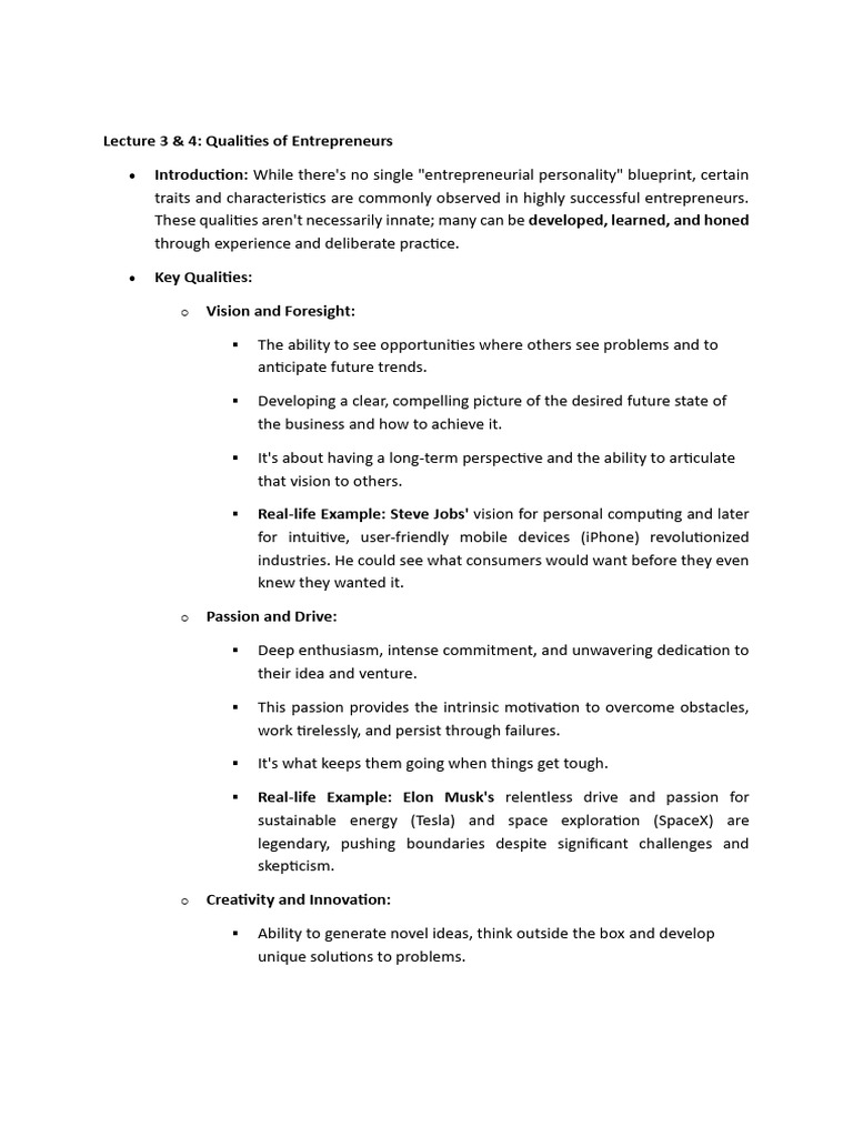 Key Traits of Successful Entrepreneurs | PDF | Entrepreneurship | Risk