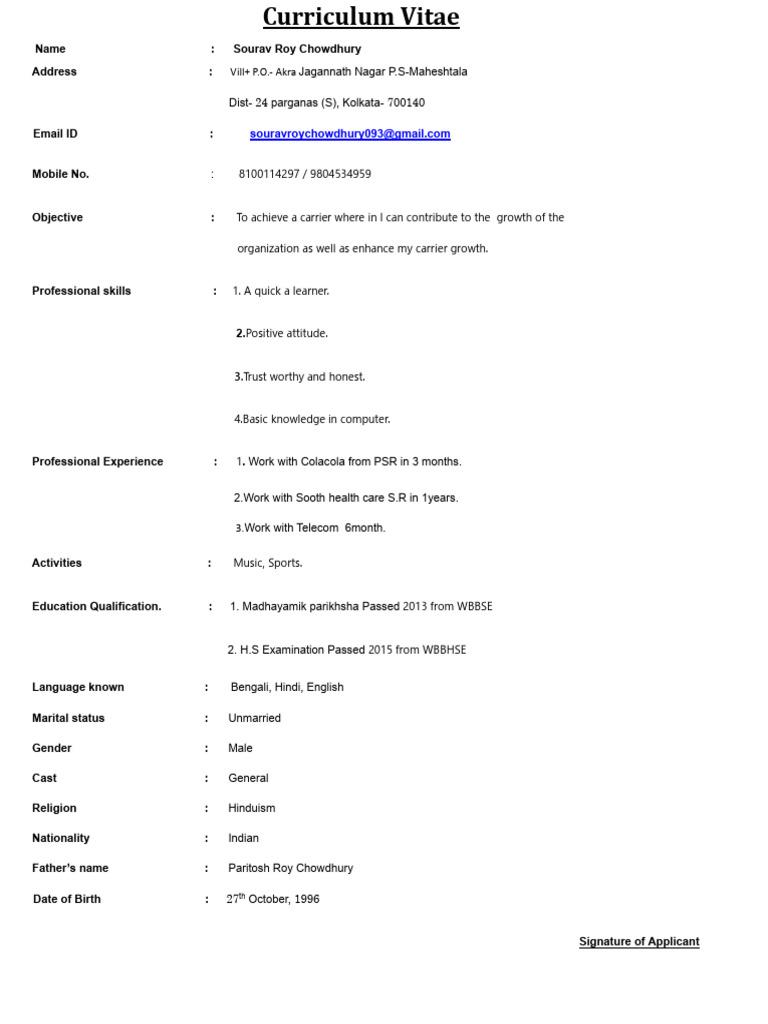 Sourav CV | PDF