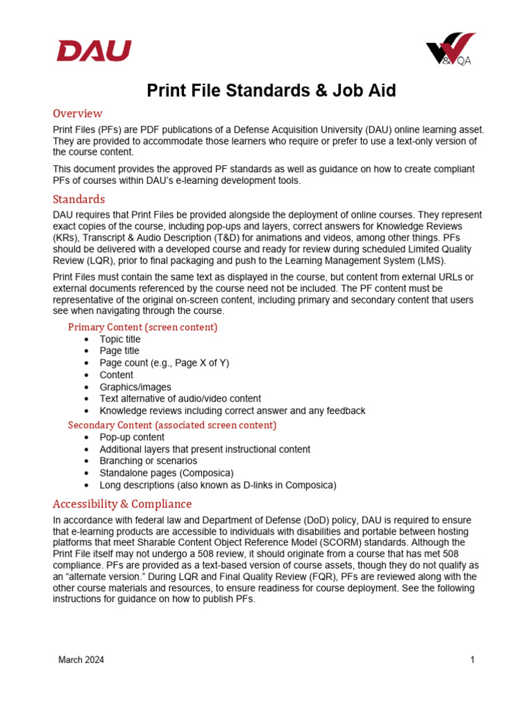 DAU Print File Standards Guide | PDF | Microsoft Word | Optical ...