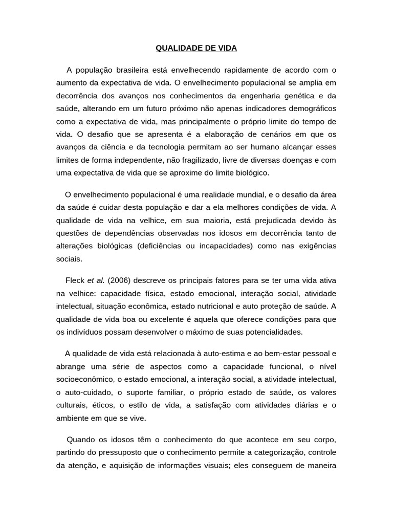 Qualidade de Vida na Terceira Idade | PDF | Envelhecimento | Obesidade