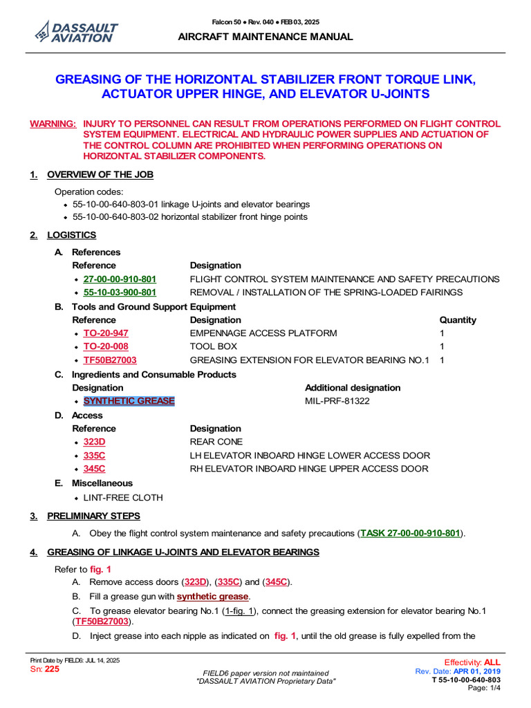 Greasing SV 801 Flight Stabilizer Components | PDF | Aircraft Flight ...