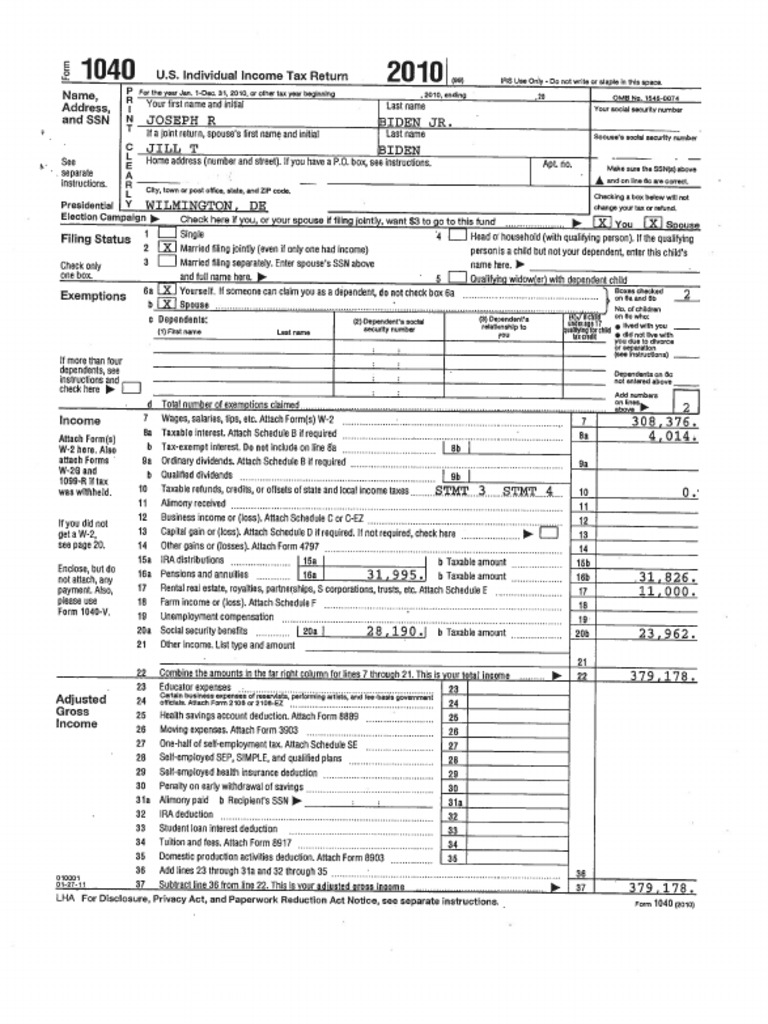 2010 US Individual Income Tax Return | PDF