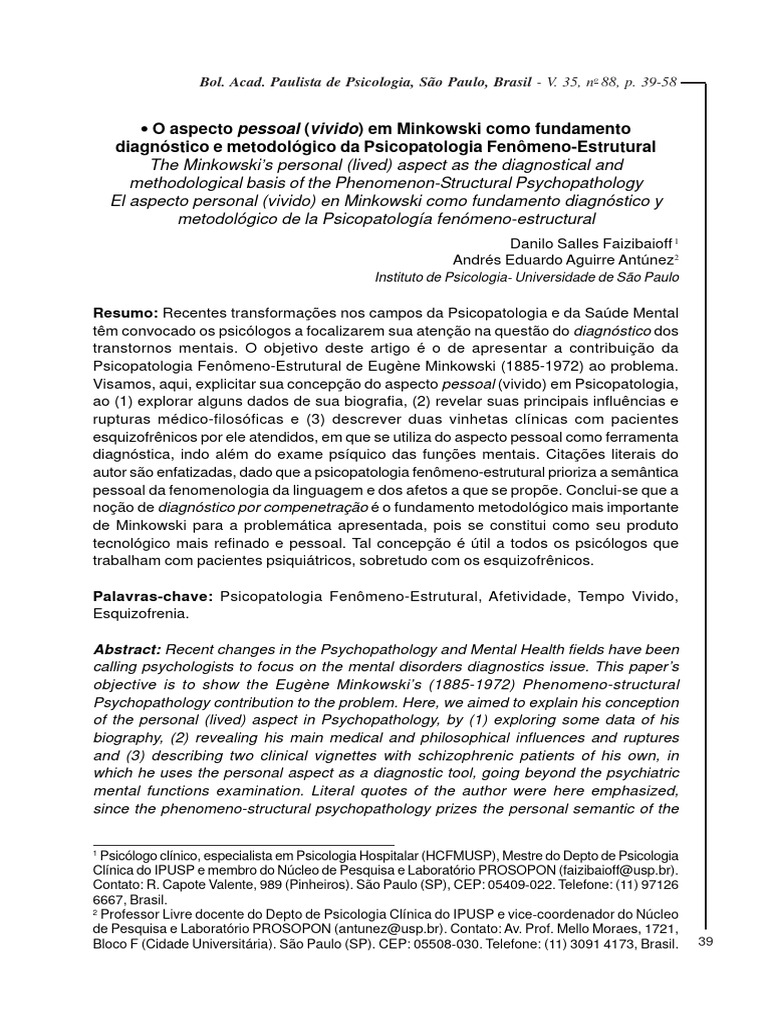 Minkowski Psicopatología Fenomenológica Estructural | PDF ...