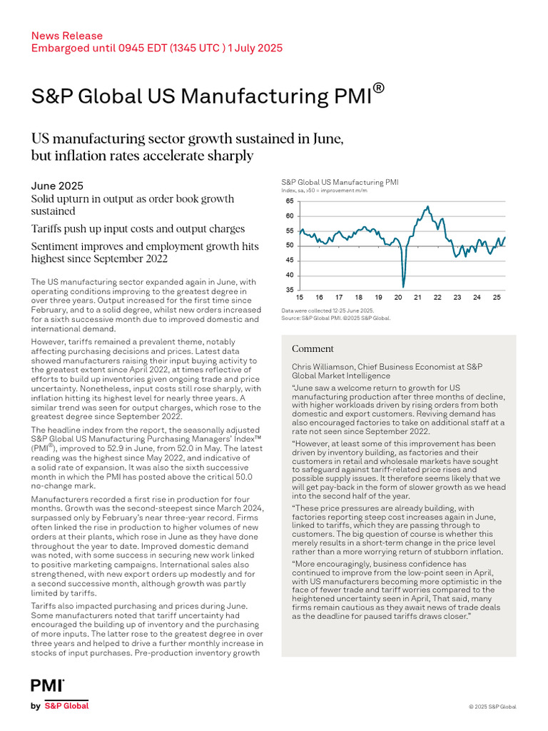 S&P Global US Manufacturing PMI: US Manufacturing Sector Growth ...