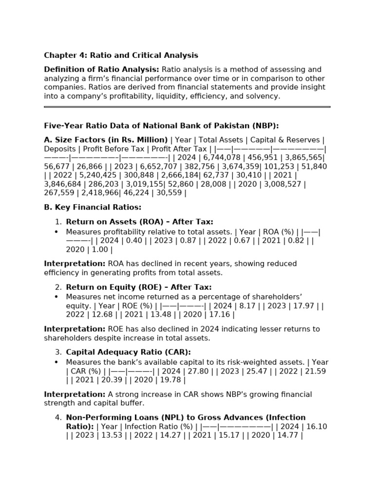 National Bank of Pakistan Financial Analysis | PDF | Return On Equity ...