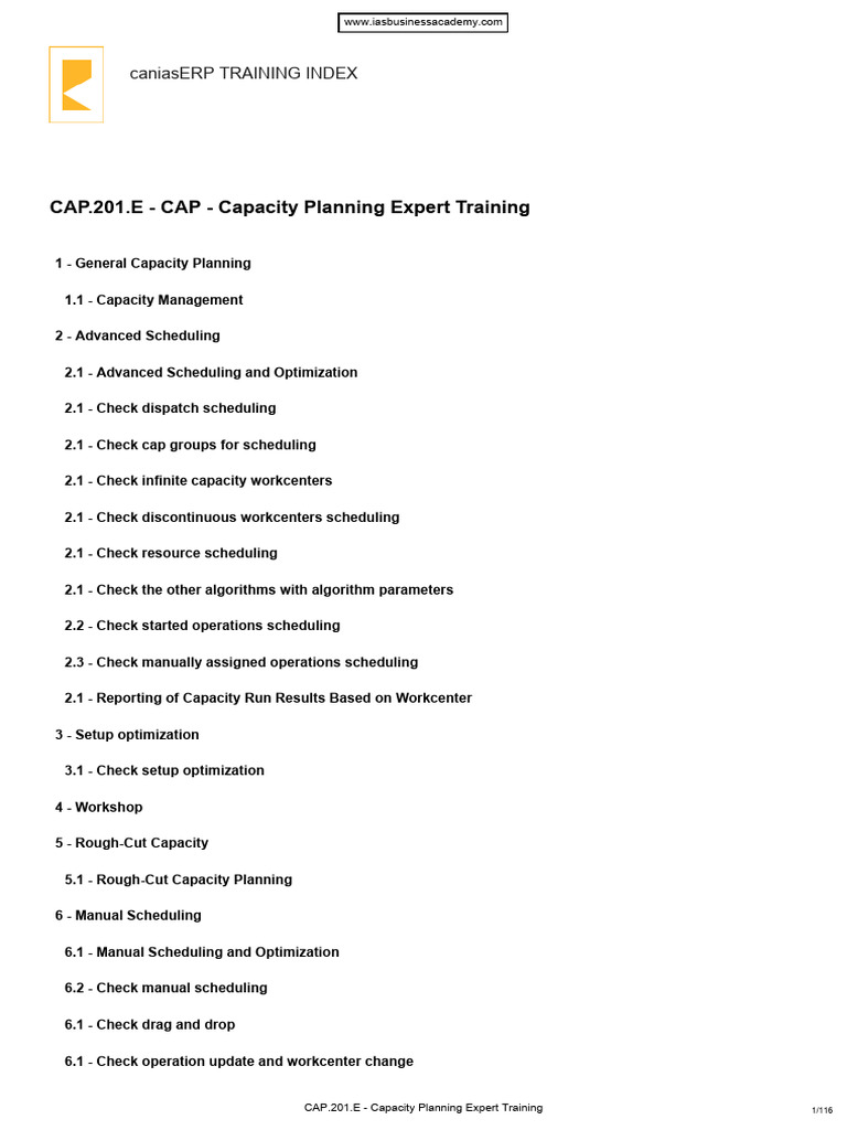 CAP.201.E - CAP - Capacity Planning Expert Training | PDF | Scheduling ...