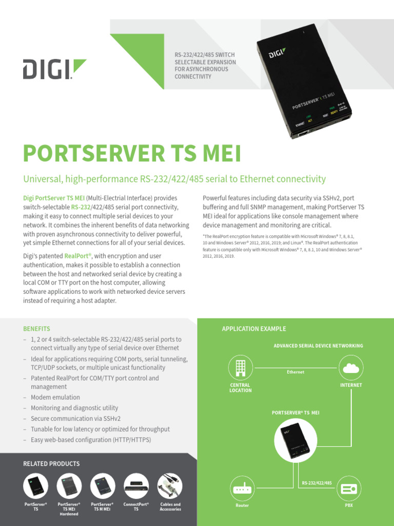 Digi PortServer TS MEI Overview | PDF | Computer Terminal | Port ...