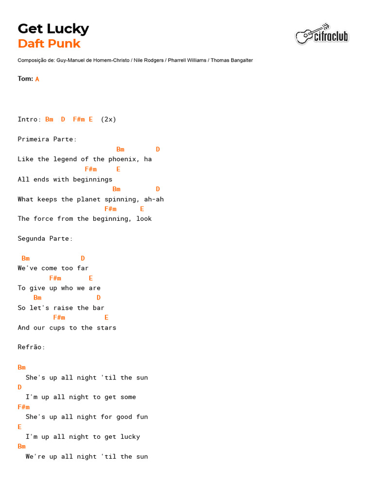 Get Lucky - Daft Punk | PDF | Songs Written | Singles, image size:768x1024