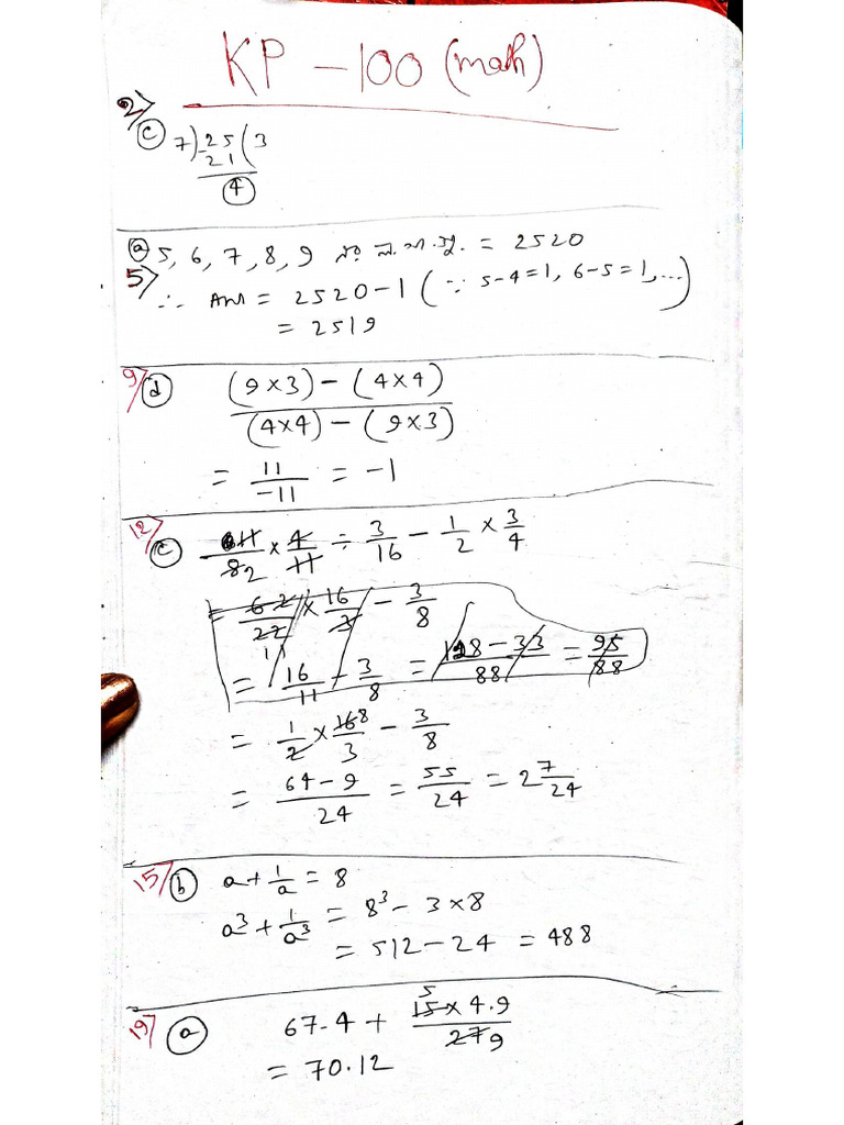 KP Prelims Set - 100 Math + GI Solution | PDF