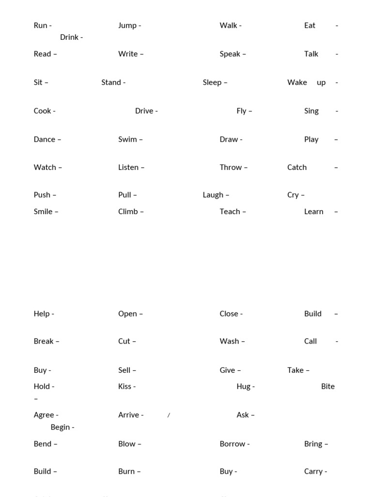Action Words | PDF