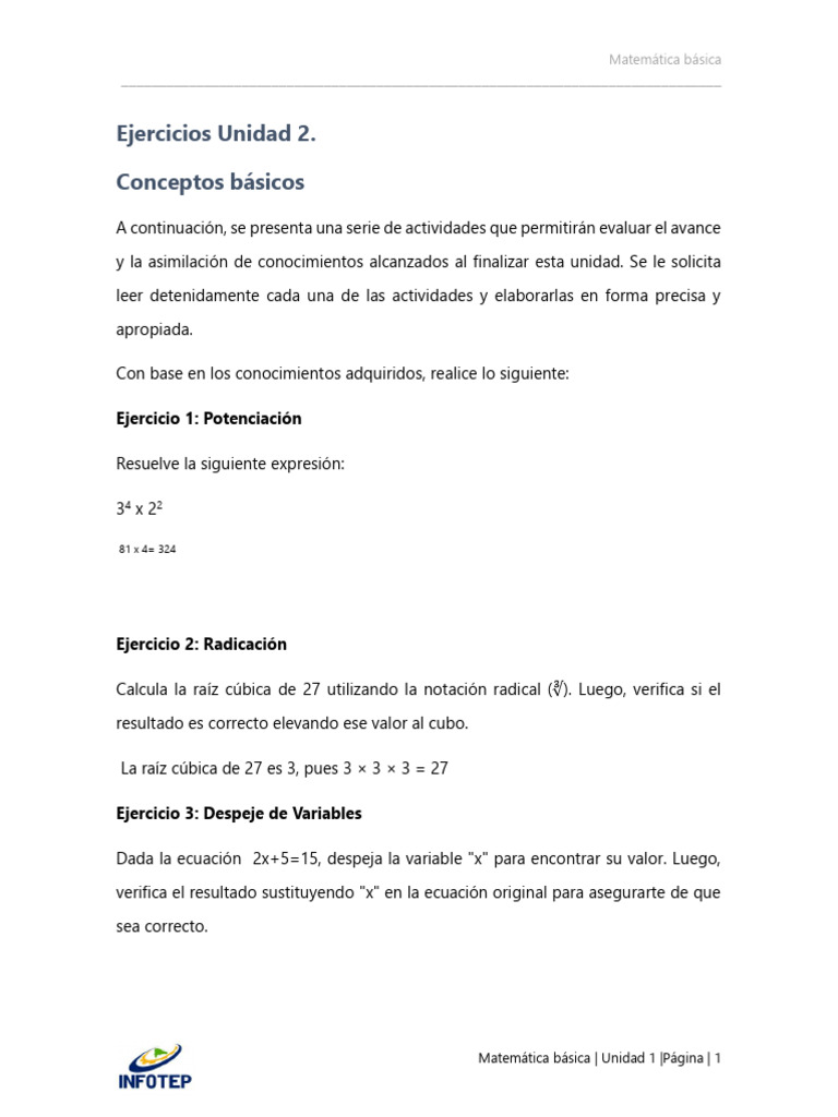 Ejercicios de La Unidad 2 | PDF