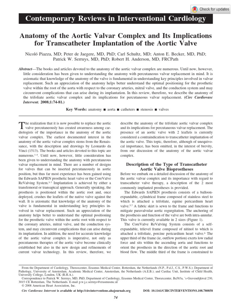 Piazza Et Al Anatomy of The Aortic Valvar Complex and Its Implications ...