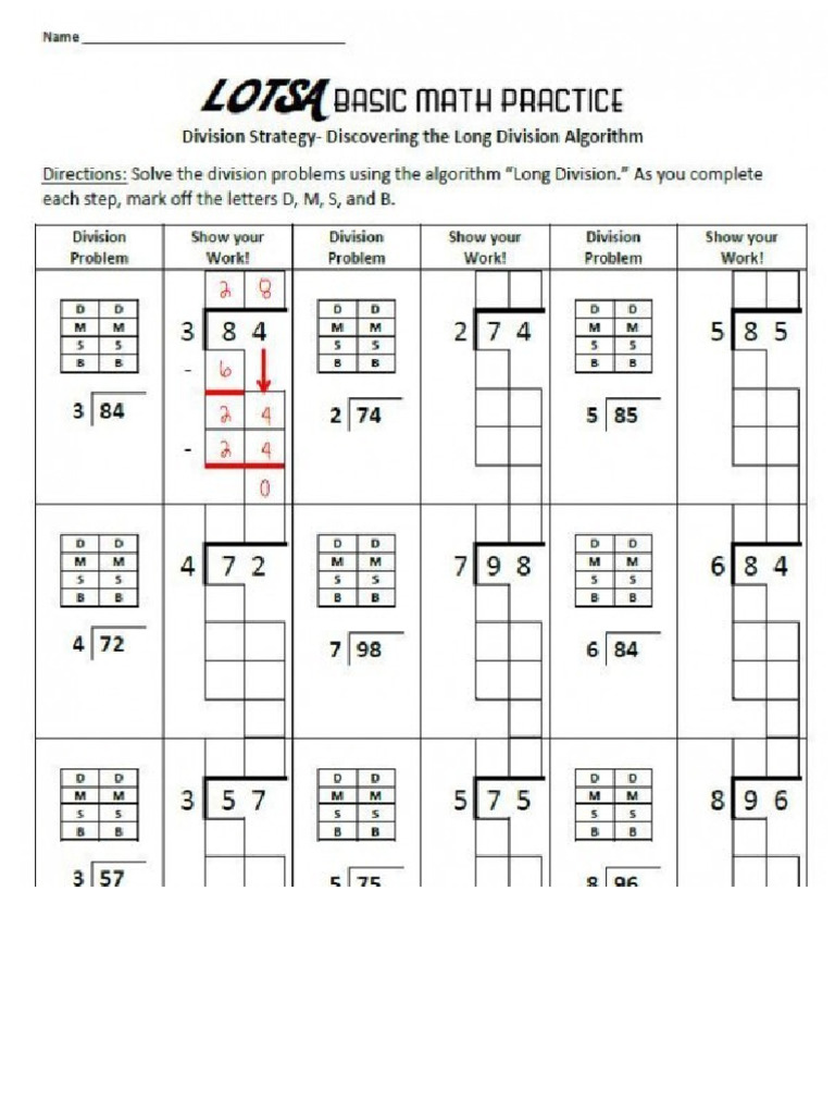 Green Simple Division Worksheet | PDF