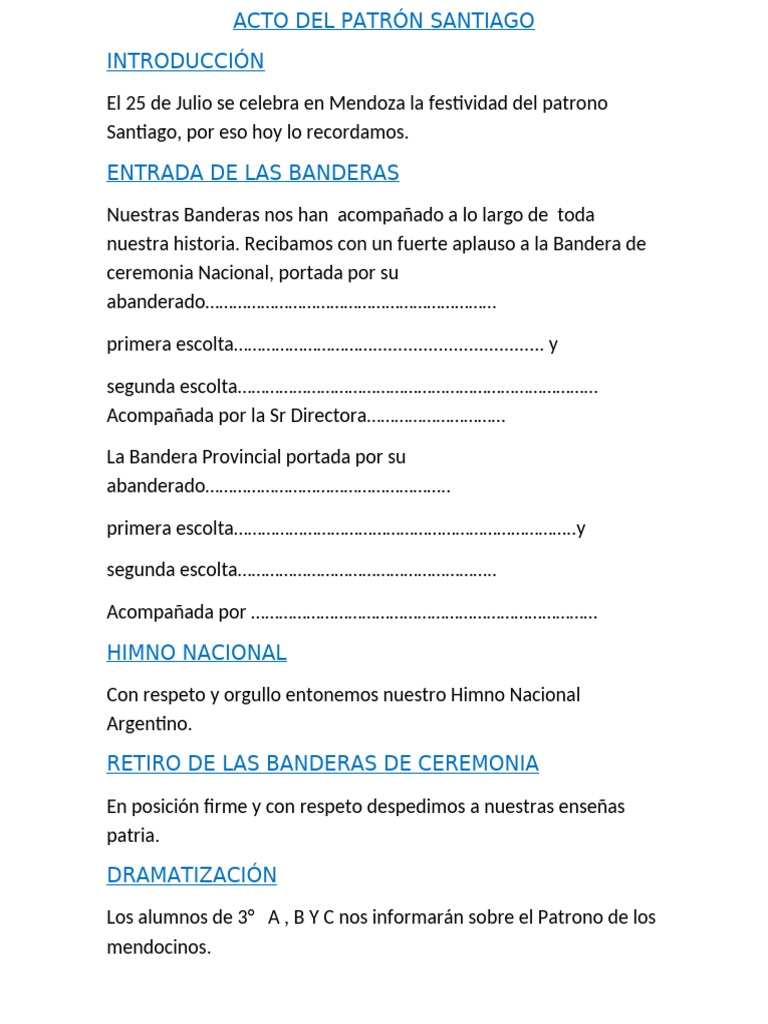 Acto Del Patrón Santiago | PDF