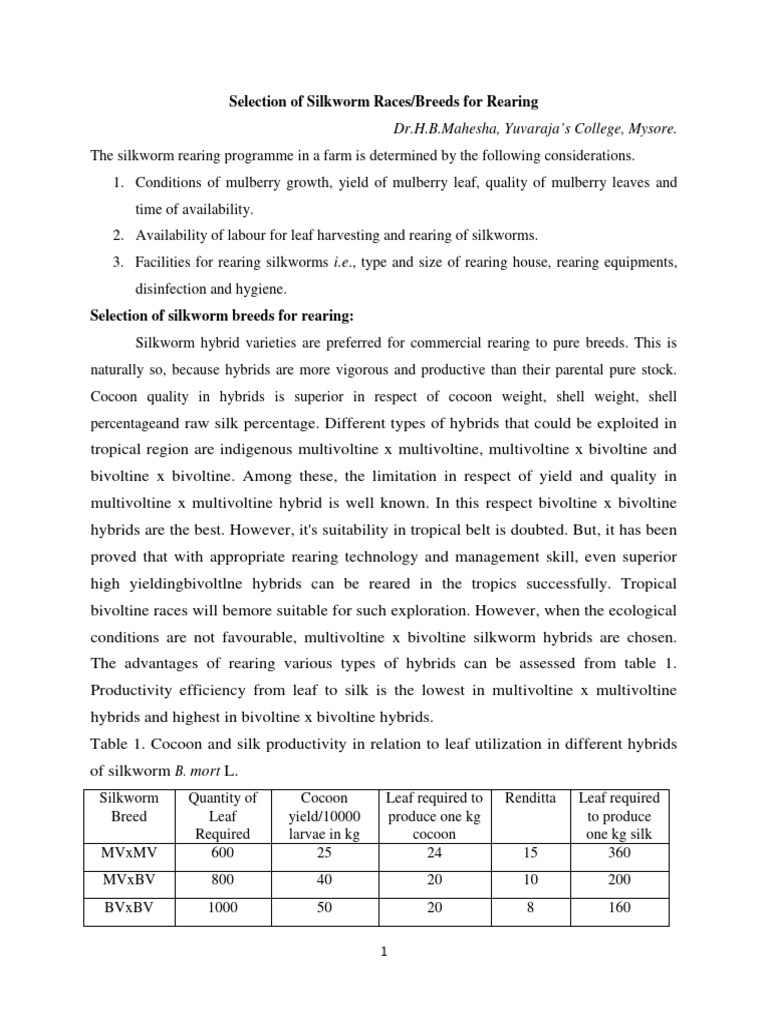 Chawki Rearing of Silkworm Hybrids | PDF | Silk | Humidity