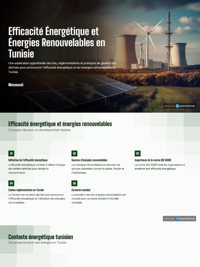 Efficacité Énergétique Et Énergie Renouvelable en Tunisie | PDF