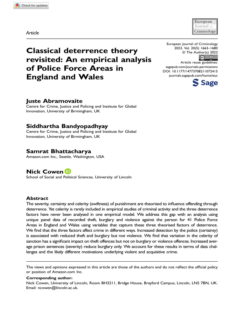 Deterrence Theory: An Empirical Study | PDF | Crimes | Crime & Violence