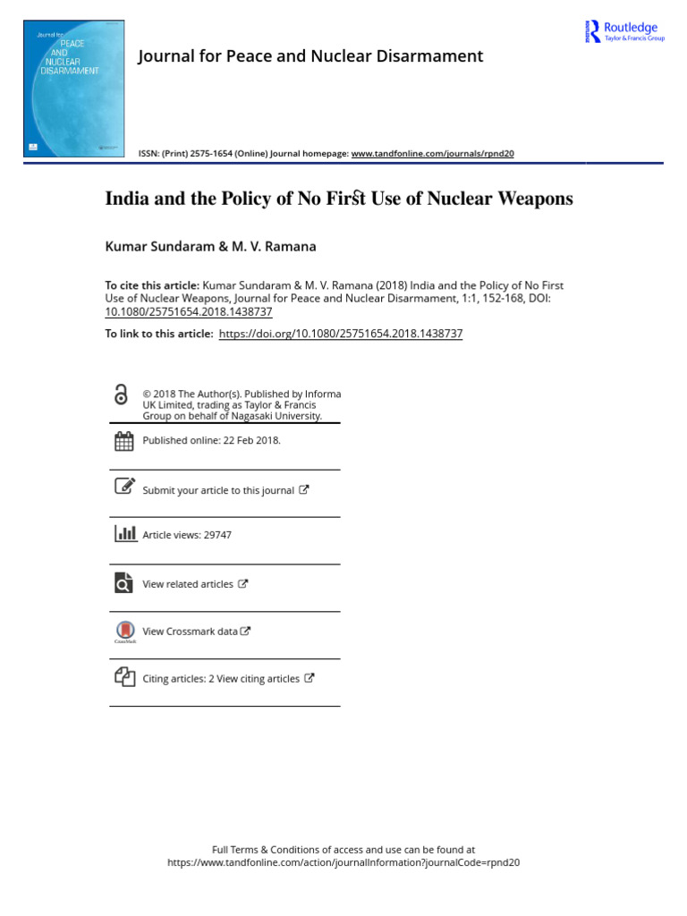 India and The Policy of No First Use of Nuclear Weapons | PDF | Nuclear ...