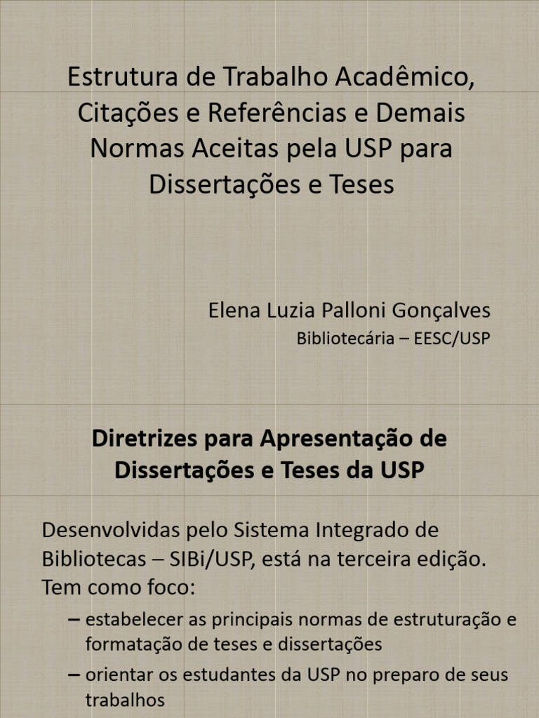Normas da USP para Teses e Dissertações | PDF | Citação | Abstract (resumo)