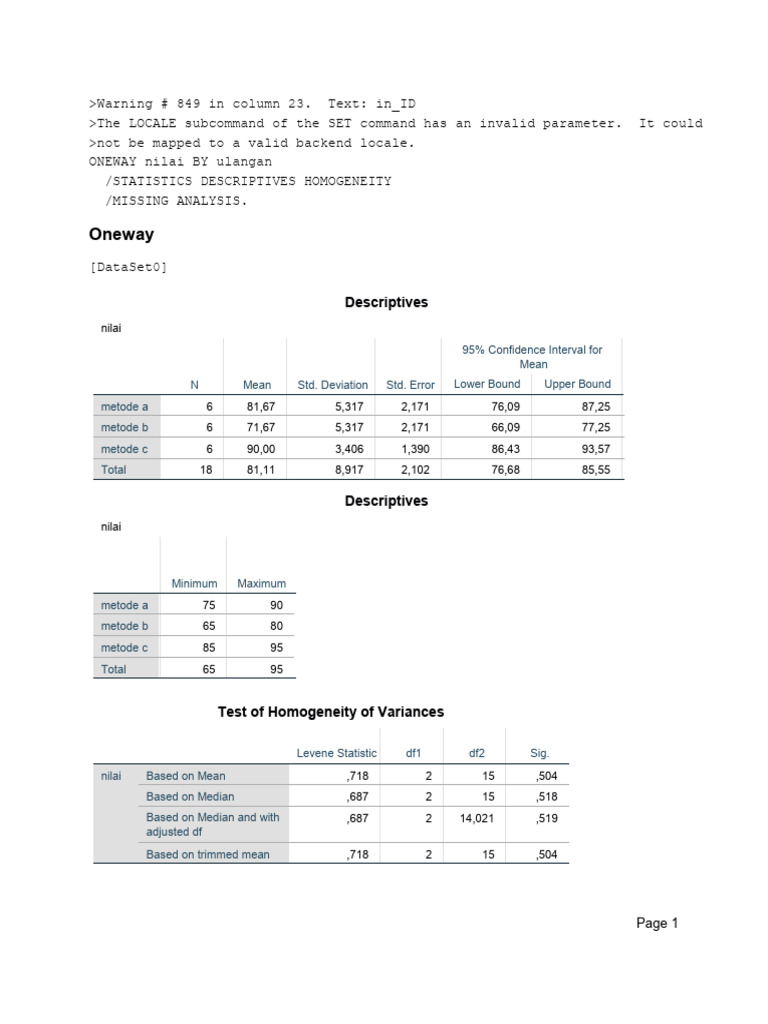 ANOVA Results and Locale Error Analysis | PDF